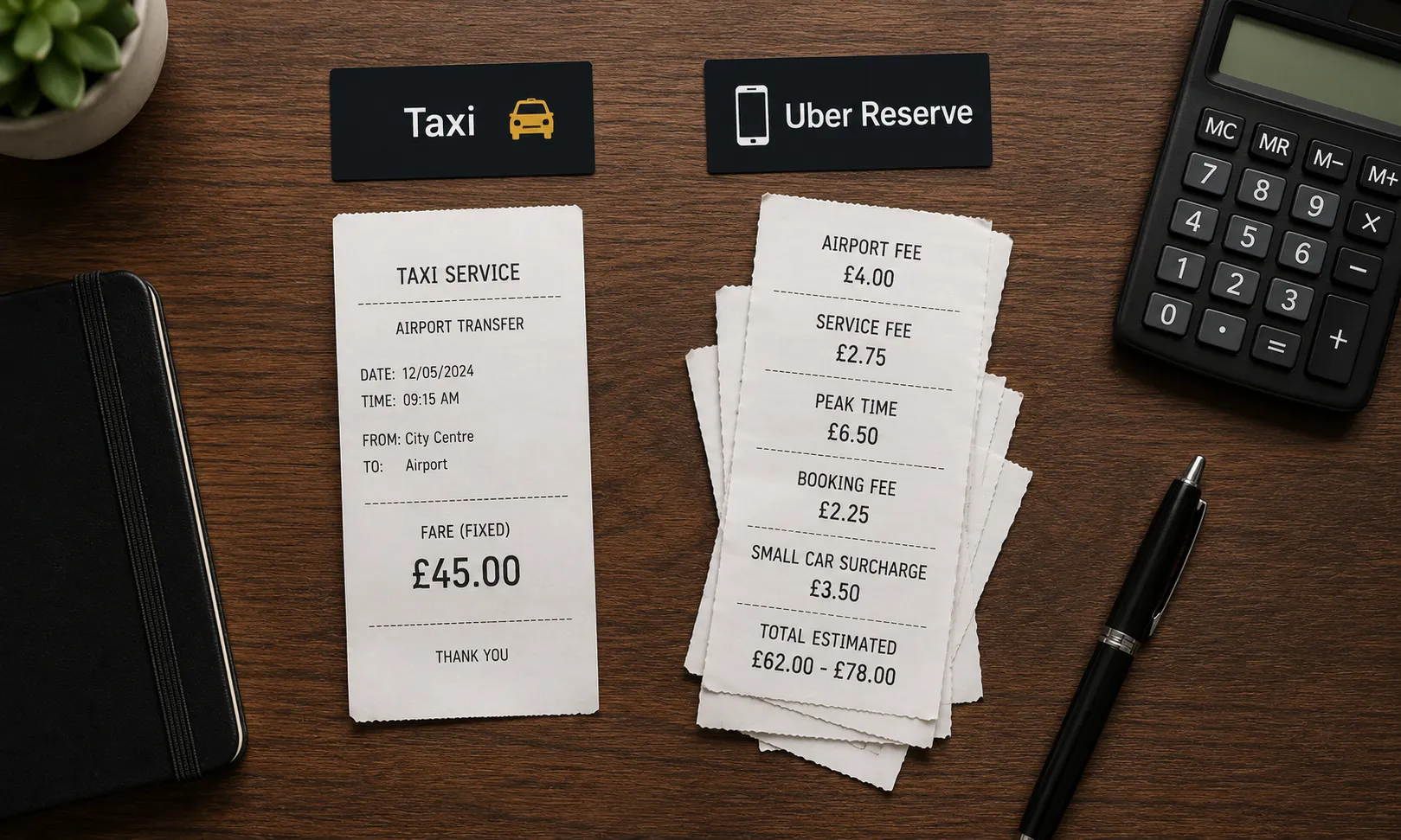 Airport taxi vs Uber Reserve cost comparison