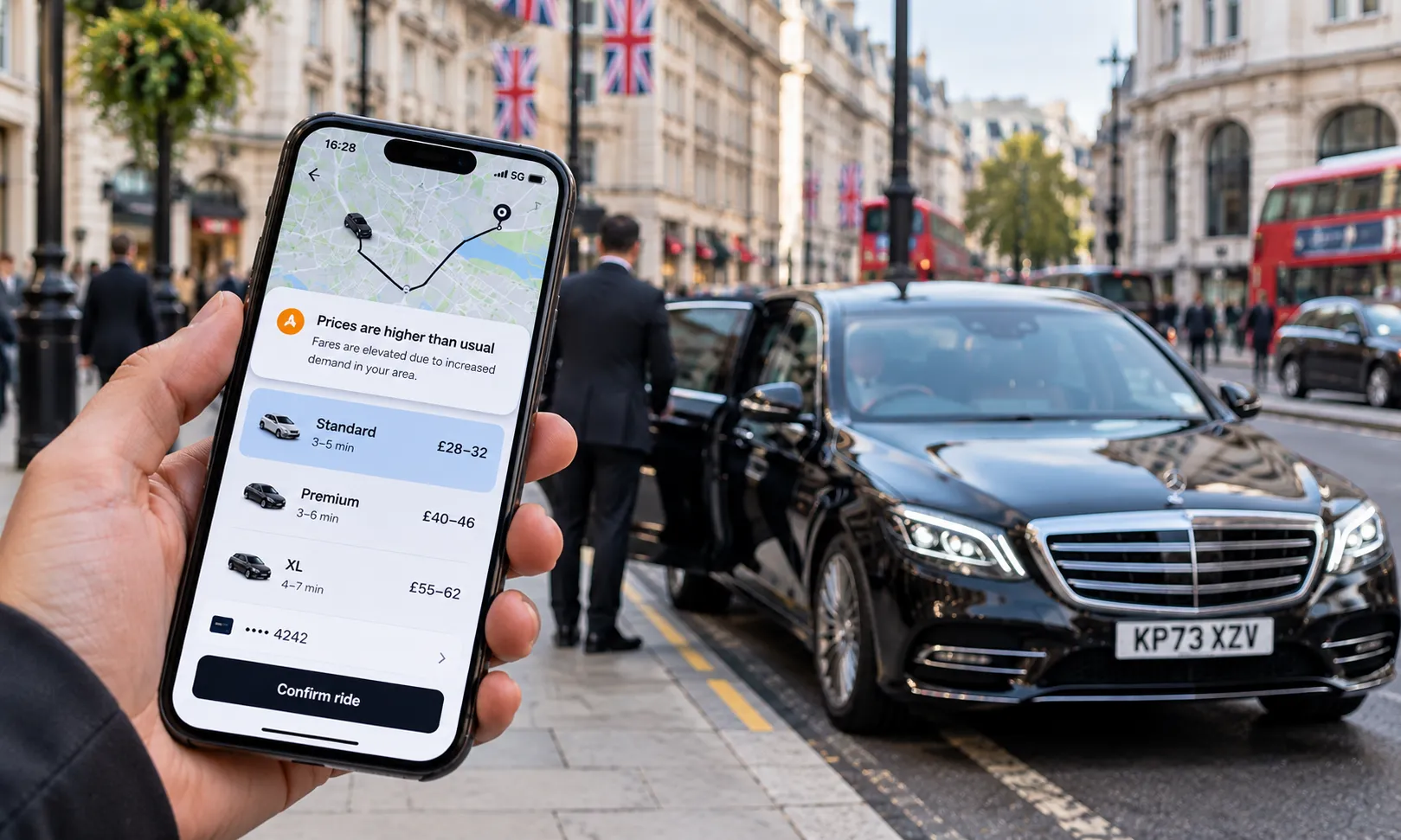 Ride-hailing apps and minicabs compared on a 10-mile trip